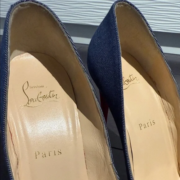 Christian Louboutin Denim Blue Heels Pigale size 39 - Picture 5 of 5